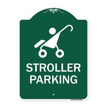 Signmission Reserved Stroller Parking W/ Graphic, Green & White Aluminum Sign, 18" x 24", GW-1824-22985 A-DES-GW-1824-22985